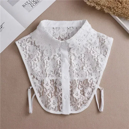 Chic 2024 Voorzijde Strik Witte Afneembare Kant Kraag voor Dames – Vintage Stijl Blouse Accessoire voor een Modebewuste Uiterlijk
