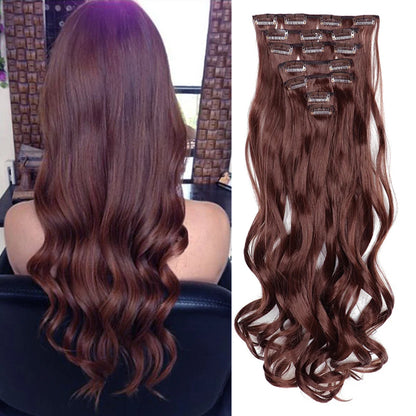 Luxe 22-Inch Krullend Golvend Clip-In Haar Extensions - 7-Delige Set voor een Volle Hoofd met Adembenemend Haar voor Vrouwen en Meisjes!