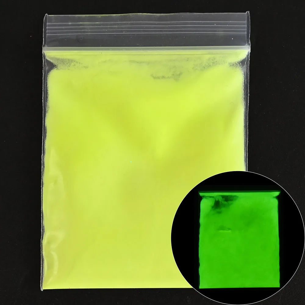 10g Blauw Groene Gloei-in-het-Donker Nagelpoeder - Luminieuze Pigmentstof voor Indrukwekkende Sieraden en Knutsel Decoraties