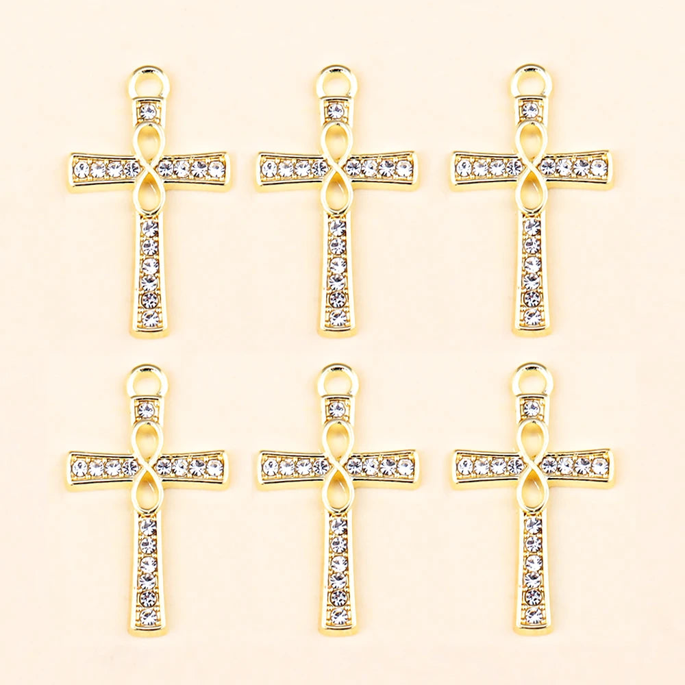Crystal Cross Charms Gold Silver Crucifix Jewelry Making Supply