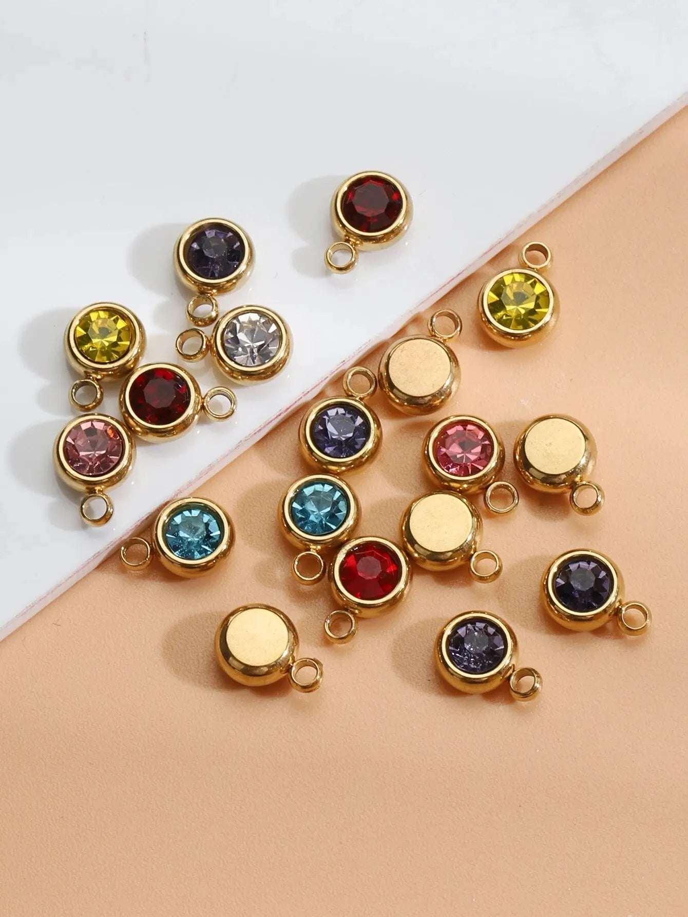 20pcs Stainless Steel Crystal Charms 6mm Pendants