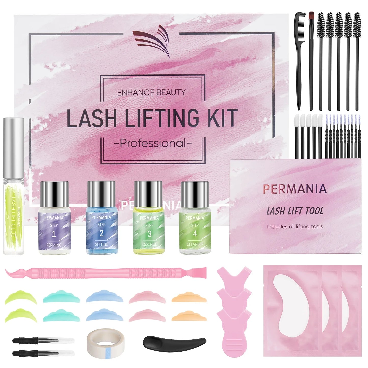 Verhoog je look met de PERMANIA Wenkbrauw Laminatie & Wimper Lift Kit - Alles-in-één Cruelty-Free Wenkbrauw Permanent Oplossing met Essentiële Gereedschappen & Accessoires!