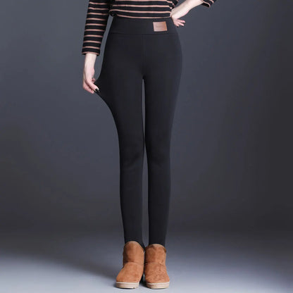 Gezellige Chique Dames Hoge Taille Thermoleggings - Naadloze Lamfleece voor Ultieme Warmte deze Winter