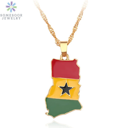 Stijlvolle SOMESOOR Afrikaanse nationale vlag ketting - Vier Nigeria, Ghana en Jamaica met hip-hop emaille hanger kettingjuwelen - Perfect cadeau voor vrouwen
