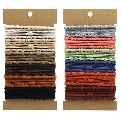 Set van 20 Boho-geïnspireerde elastische haarbanden en armbanden voor vrouwen - Stijlvolle zwarte paardenstaart houders en haarbanden