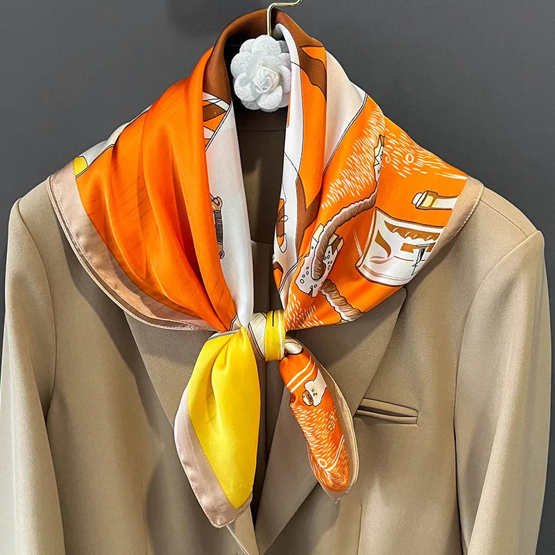 Chique 2023 Zijden Nek Sjaal met Elegante Paardenprint voor Vrouwen - Veelzijdige Vierkante Haarwraps, Foulards en Bandana Opties