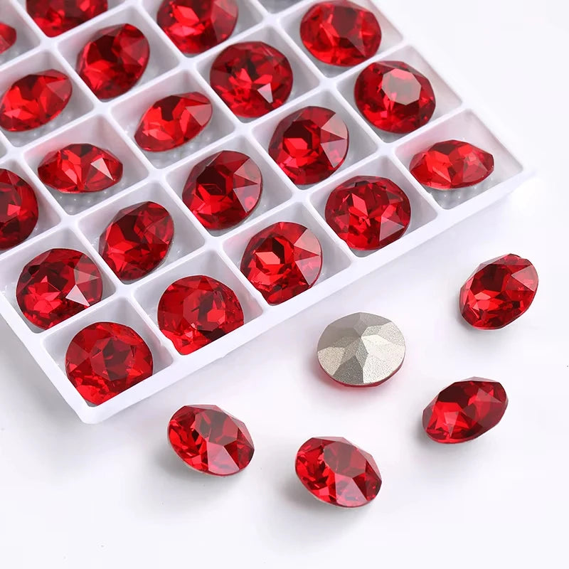 20 Pieces of Round K9 Glass Rhinestones Pointback Crystal 32 Facet Loose Stones for Jewelry Making Nail Art Garment Decor