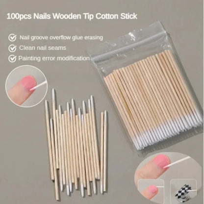 Premium Houten Punt Wattenstaafjes - Ultra-Detail Nagellak Verwijder Sticks voor Perfecte Manicures (100/300/500 Pak)