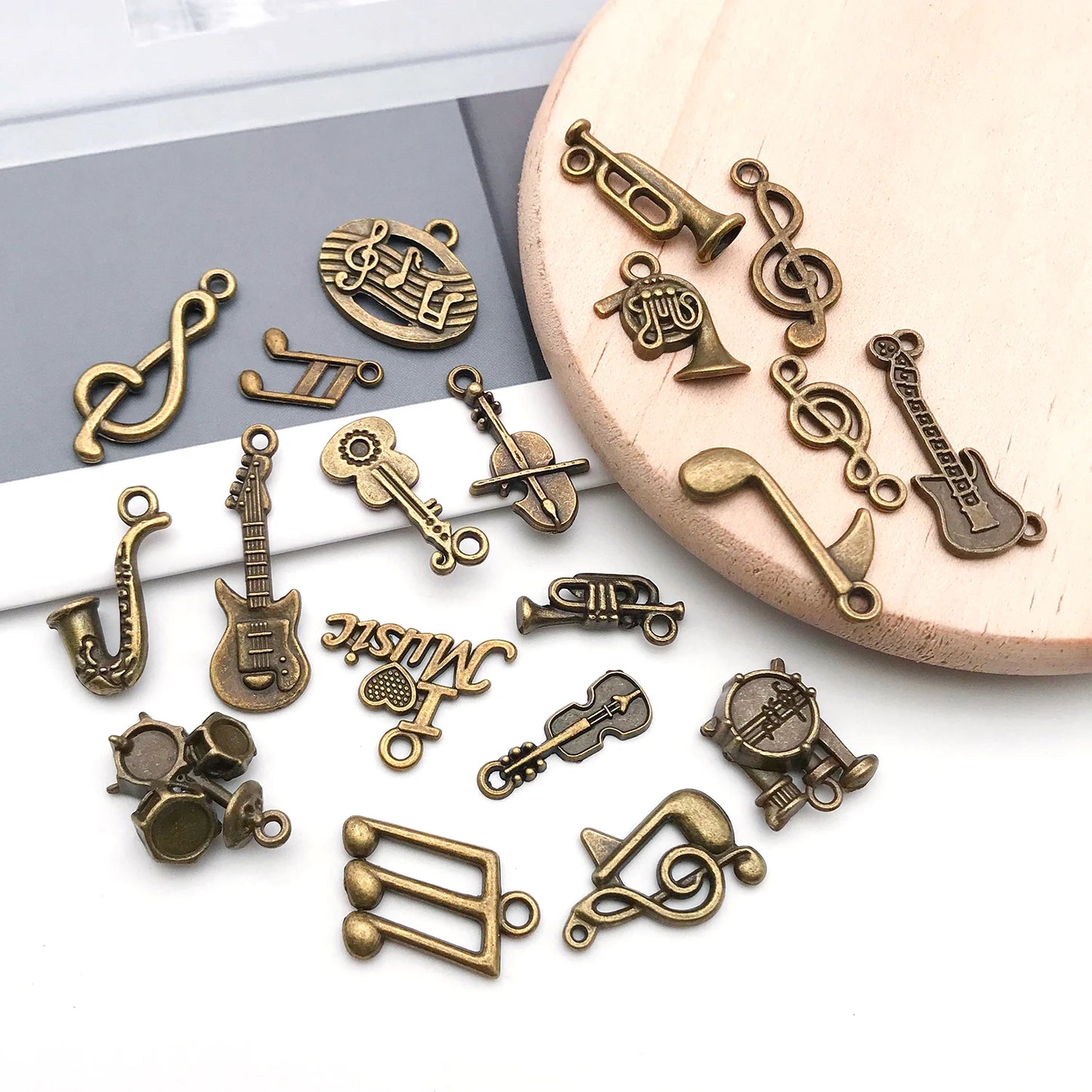 Music Charms for Jewelry Making Mixed Metal Notes Instruments DIY Earrings Necklaces Craft Supplies