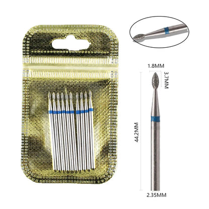 Ultimate 10-delige Diamanten Vijl Bit Set voor Perfecte Manicure & Pedicure met Elektrische Machine - Inclusief Borstel en Freesgereedschap