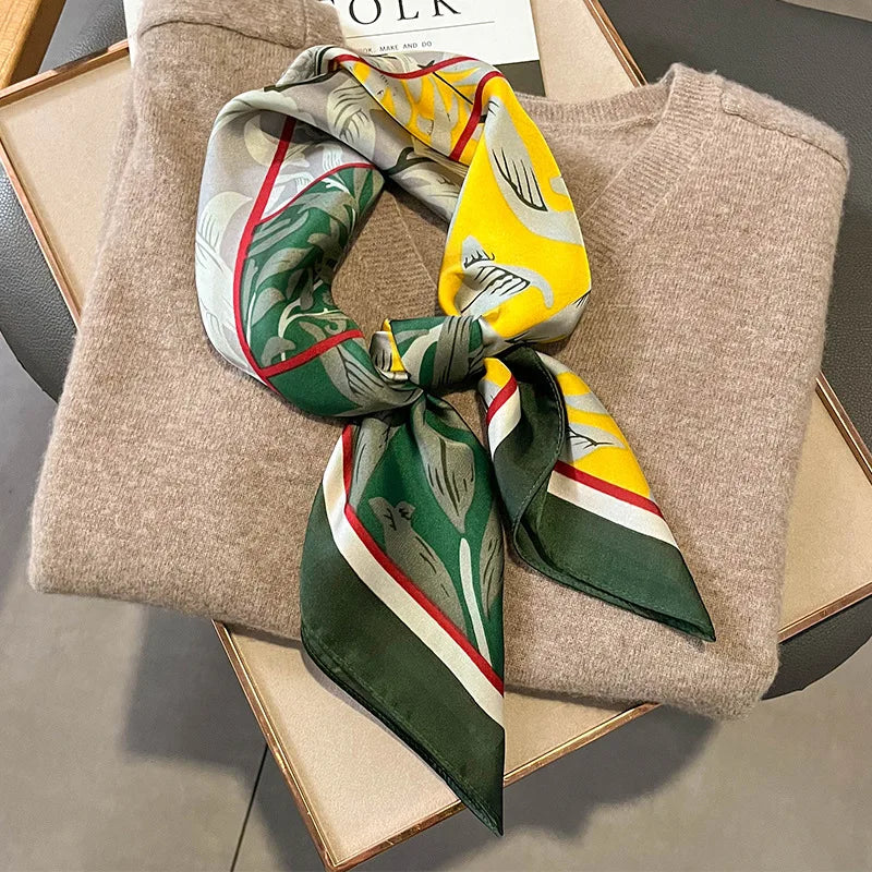 Chique 2023 Zijden Nek Sjaal met Elegante Paardenprint voor Vrouwen - Veelzijdige Vierkante Haarwraps, Foulards en Bandana Opties
