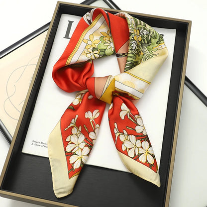 Chique 70x70cm Vrouwen Zijde Sjaal - Elegante Satijnen Vierkante Print Wrap, Veelzijdige Zakdoek, Bandana en Haaraccessoire voor de Nek