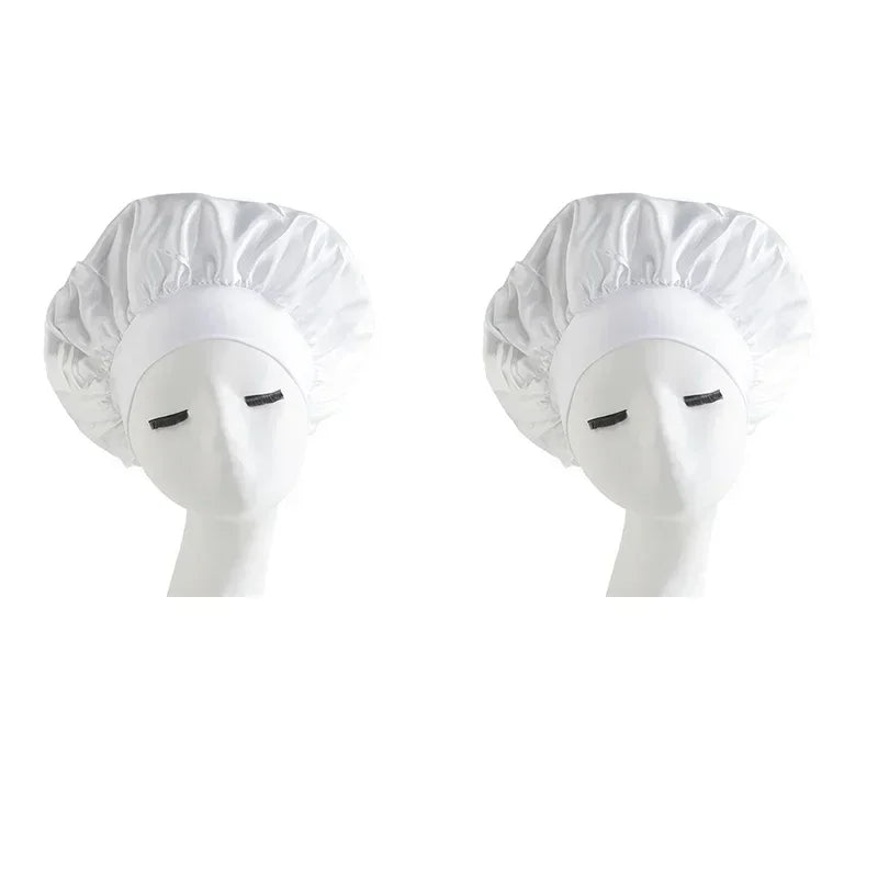 Bonnet Sleeping Cap Nightcap High Elastic Wide Brim Satin Night Hat Shower Silky Bonnet Hair Cover Wrap for Women Man Sleep Cap