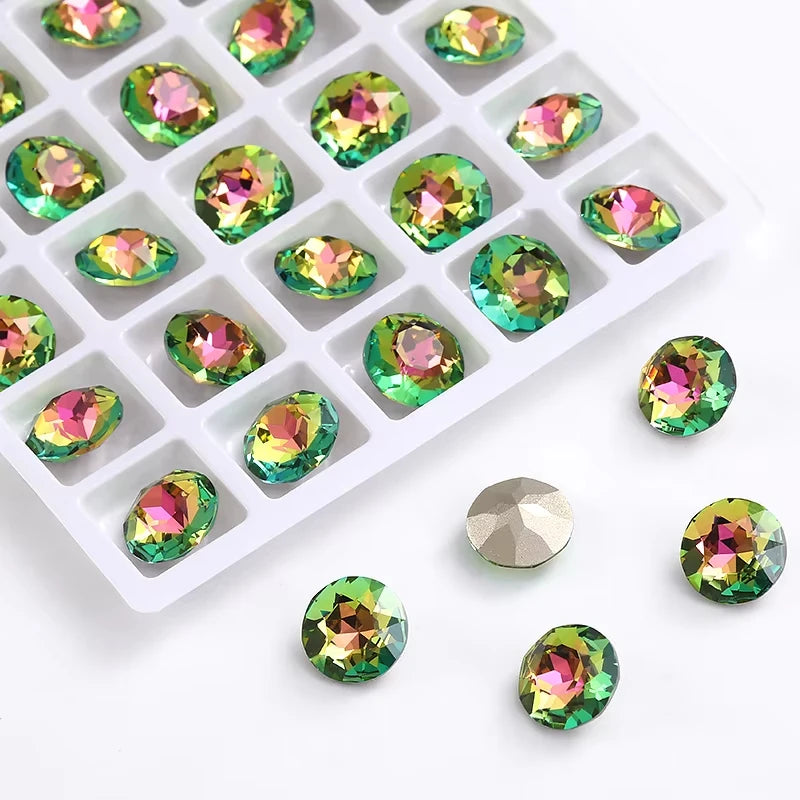 20 Pieces of Round K9 Glass Rhinestones Pointback Crystal 32 Facet Loose Stones for Jewelry Making Nail Art Garment Decor