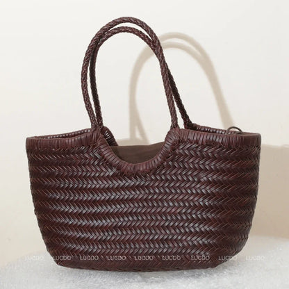 Luxe Dames Echte Lederen Gevlochten Schoudertas - Vintage Grote Handtas voor Chic Casual Winkelen en Alledaagse Stijl