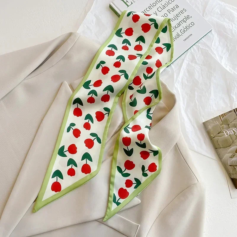 Trendy Floeiende Satijnen Zijde Haar Riem Sjaal voor Vrouwen – Stijlvolle Nekstrik, Tas Sjaal en Skinny Haarband – 2024 Collectie