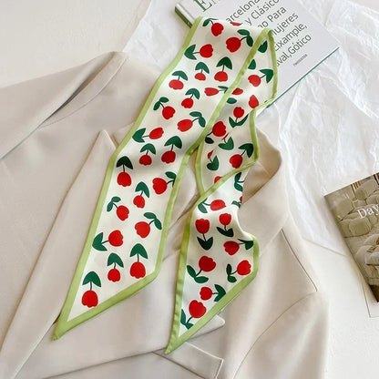 Trendy Floeiende Satijnen Zijde Haar Riem Sjaal voor Vrouwen – Stijlvolle Nekstrik, Tas Sjaal en Skinny Haarband – 2024 Collectie