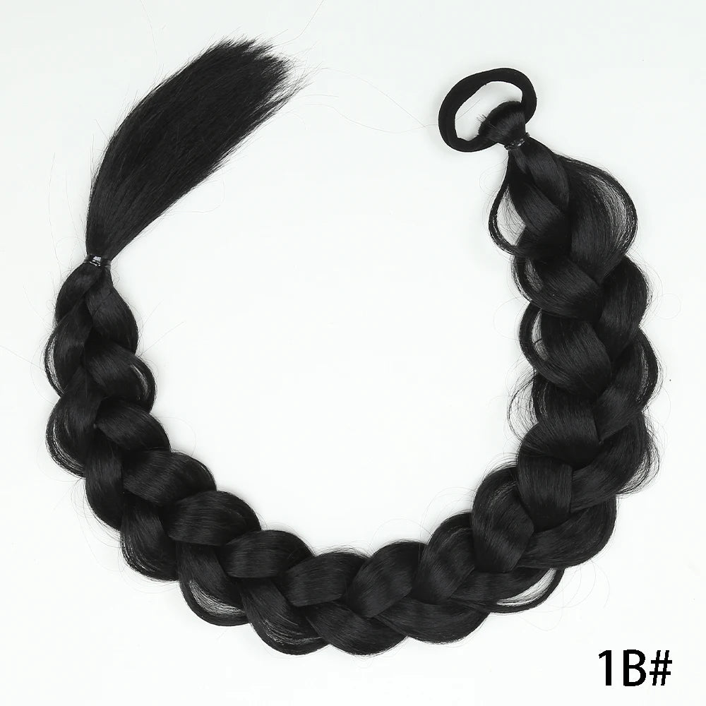 Luxe 24-Inch Synthetische Lange Twist Vlecht Paardestaart Extensions met Rubberband - Perfect voor Dagelijkse Styling en Boksliefhebbers