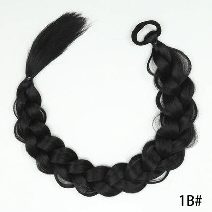 Luxe 24-Inch Synthetische Lange Twist Vlecht Paardestaart Extensions met Rubberband - Perfect voor Dagelijkse Styling en Boksliefhebbers
