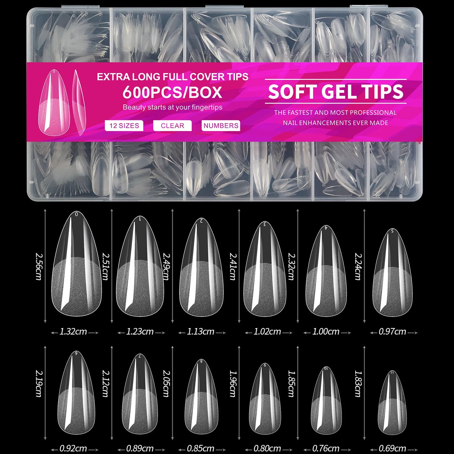 Luxe 600-delige Semi-Frosted Matte Press-On Nagelset - Volledige Dekking Acrylnagels in Ovale Amandelvorm