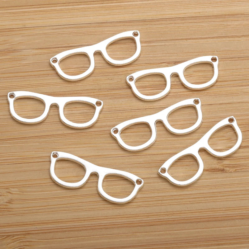 20pcs 6 Color glasses Charms For Bracelets Necklace Keychain Pendant DIY Handmade Jewelry Making accessories 10*29mm J494