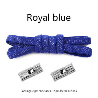 Geen-Knoop Elastische Sneakersluitingen met Diamantkruisvergrendelingen - Perfect voor Kinderen en Volwassenen, 8MM Breedte
