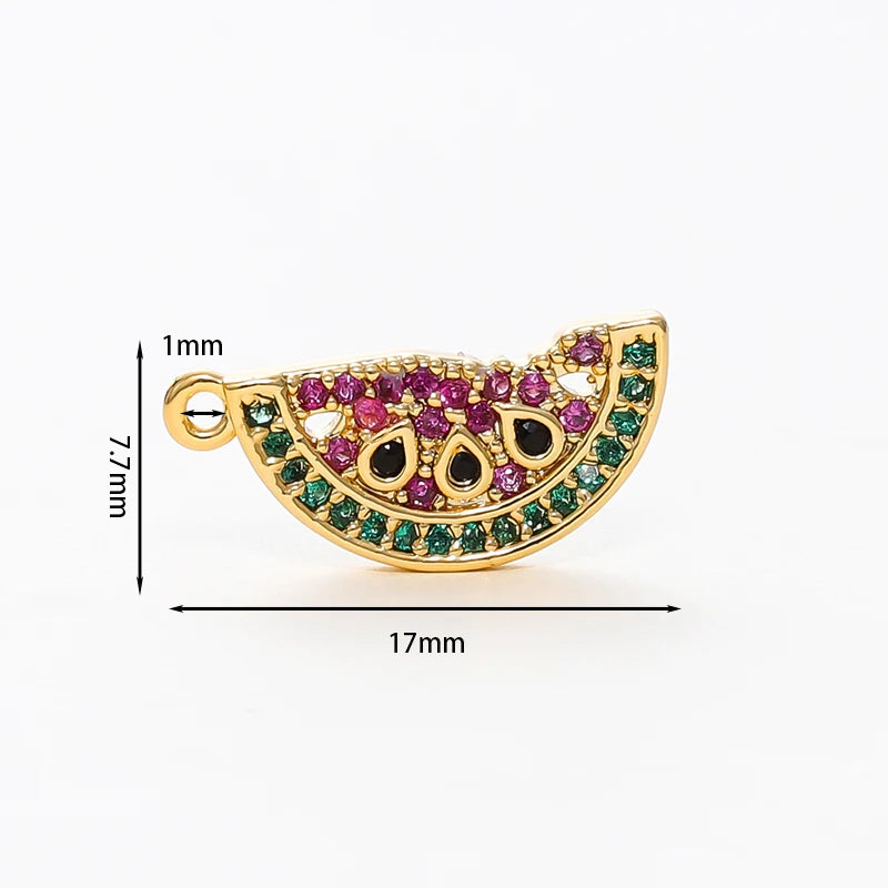 2pcs Strawberry Charms 18K Gold Plated Fruit Pendants Brass