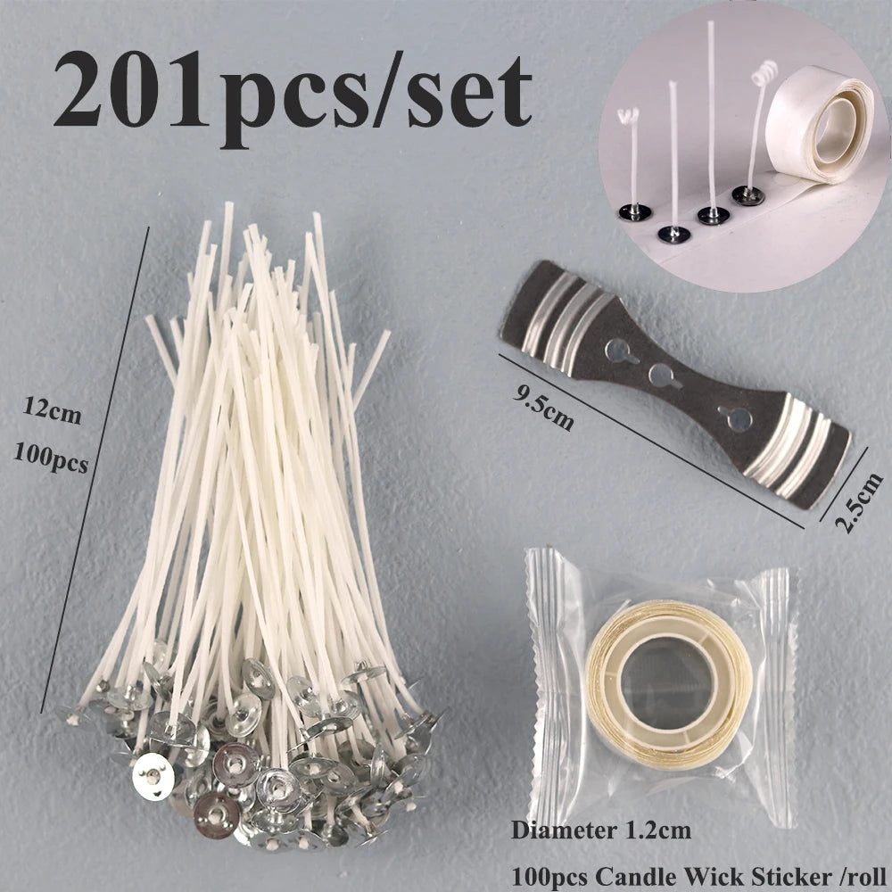 Candle Wick Sets and Kits | Pre-Tabbed Cotton Wicks, Holders and Accessories for Candle Making | Multiple Sizes
