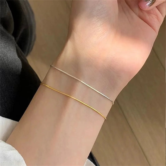 Chique Gouden Ultra-Fijne Roestvrijstalen Slangenketting Armband - Elegante Mode Sieraad Accessoire voor Vrouwen