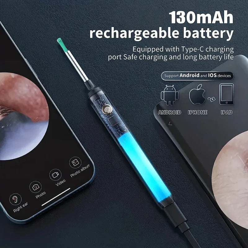 Premium Slimme Visuele Oorwasverwijderaar Kit: 1080P HD Otoscope Camera, 8-delige Oorreiniger Set en 6 LED Lichten voor Effectieve Oorverzorging