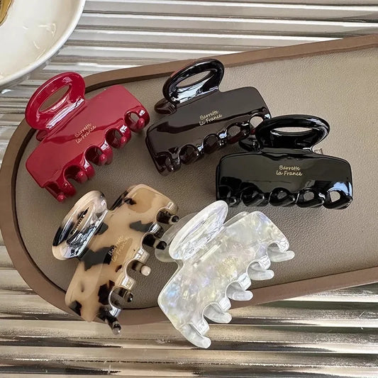 Elegante rode haarspelden van acetaat voor meisjes en vrouwen, lange krabstijl, trendy accessoires, 5,5 cm