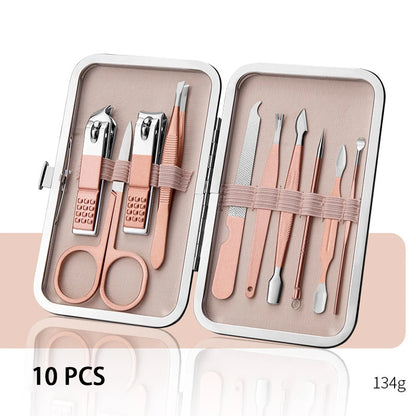 Premium 18-delige roestvrijstalen nagelreparatieset - Complete manicurekit met voet- en wenkbrauwknippers en arendneuszakklemmen