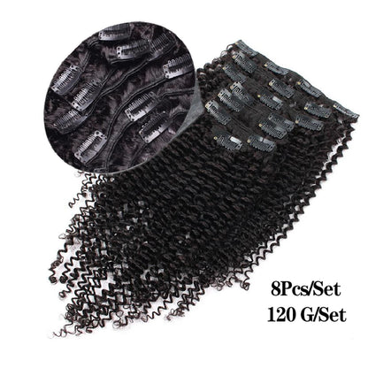 Maxine Kinky Curly Clip-In Haarextensions voor een Volle Afro Look - Premium Mensenhaar in Natuurlijk Zwart