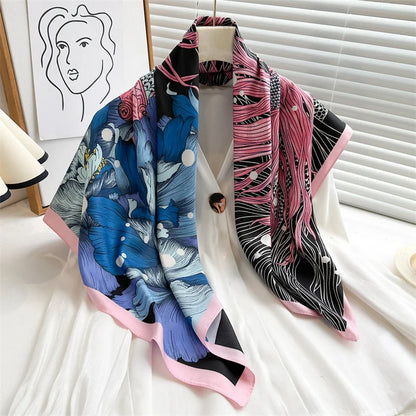 Elegante 90x90cm Twill Zijde-gevoel Vierkante Sjaal voor Dames - Luxe Haar Boomprint Hoofddoek, Sjaal en Nek Sjaal, Perfect voor Hijab of Bandana-stijl!