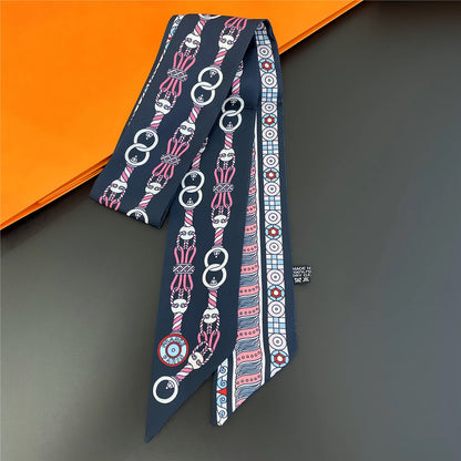 2024 Chic Zebra Florale Zijden Sjaal - Luxe Modeaccessoire voor Vrouwen, Veelzijdige Haarband, Stijlvolle Neckerchief en Elegante Tas Sjaal