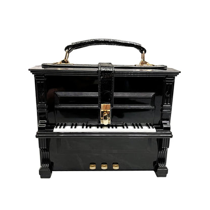 Luxe Handgemaakte Piano-Vormige Schoudertas voor Dames - Chic Ontwerpershandtas en Messenger Bag voor Speciale Gelegenheden