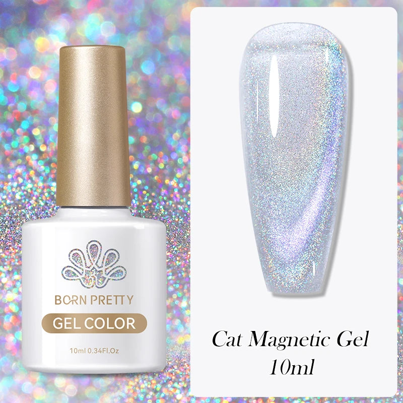 Betoverende Zilveren Maanlicht Kat Magnetische Gel Nagellak - Witte Licht Sprankelende Glitter, Semi- Permanente Nagellak (10ml)