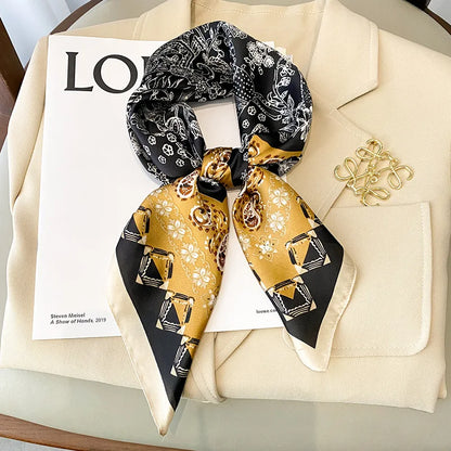 Chique 2023 Zijden Nek Sjaal met Elegante Paardenprint voor Vrouwen - Veelzijdige Vierkante Haarwraps, Foulards en Bandana Opties