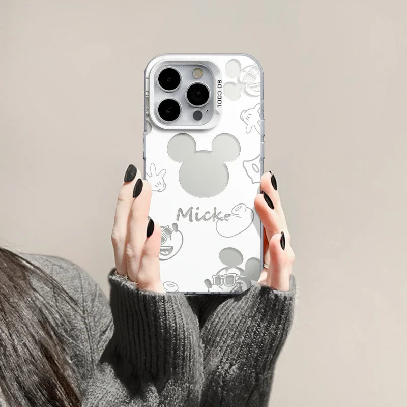 Disney's Schattige Mickey & Minnie Mouse Back Shadow iPhone Hoes - Perfecte Pasvorm voor 11 Pro Max, 12, 13, 14, 15, 16, en alle modellen, inclusief 7, 8 Plus, XR, XS Max, en Mini!