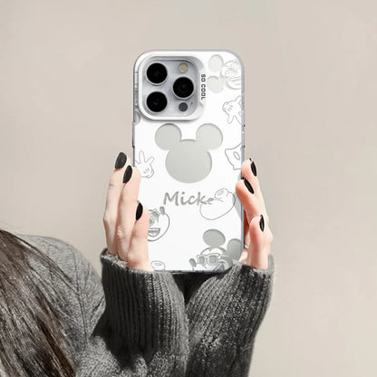 Disney's Schattige Mickey & Minnie Mouse Back Shadow iPhone Hoes - Perfecte Pasvorm voor 11 Pro Max, 12, 13, 14, 15, 16, en alle modellen, inclusief 7, 8 Plus, XR, XS Max, en Mini!
