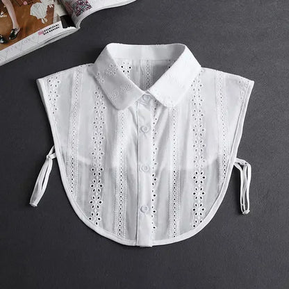 Chic 2024 Voorzijde Strik Witte Afneembare Kant Kraag voor Dames – Vintage Stijl Blouse Accessoire voor een Modebewuste Uiterlijk