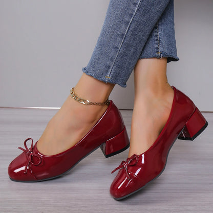 Chique Dames Platform Heels met Strik - Stijlvolle Ronde Neus Ballet Mary Janes voor Kantoor en Alledaags Gebruik