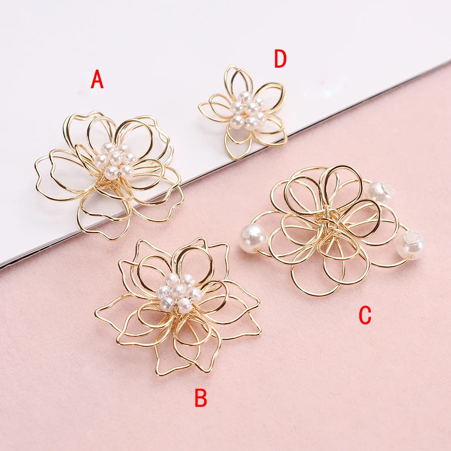 8pcs Gold Filigree Flower Connectors Metal Wrap Charms for Earrings Hair Jewelry Making