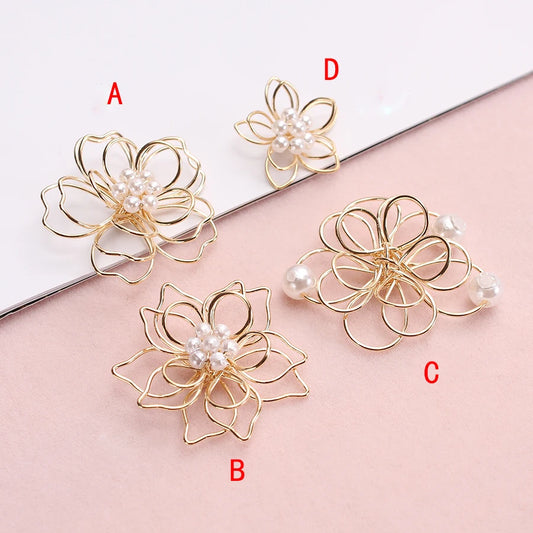 8pcs Gold Filigree Flower Connectors Metal Wrap Charms for Earrings Hair Jewelry Making