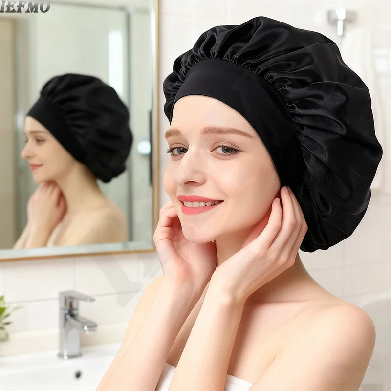 Satin Bonnet Silk Hair Bonnet Sleeping Sleep Bonnets Large Wide Soft Band for Curly Hair Braids Women's Night Cap for Hair Care