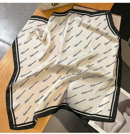 Chic 2025 Lente & Herfst Imitatie Zijde Sjaal voor Vrouwen - 70cm Gedrukt Vierkant Ontwerp, Veelzijdige Zachte Haarband & Sjaal Wikkel, Perfecte Hijab Accessoire!