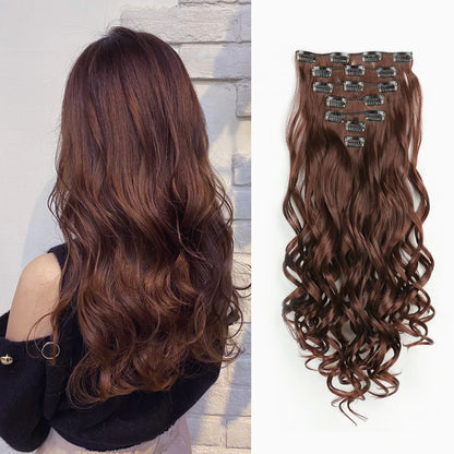 Luxe 22-Inch Krullend Golvend Clip-In Haar Extensions - 7-Delige Set voor een Volle Hoofd met Adembenemend Haar voor Vrouwen en Meisjes!