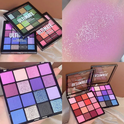 Levende 16-kleur Oogschaduw Palette - Matte, Glitter en Parelachtige Poeders voor Moeiteloos Sprankelende Ooglooks!