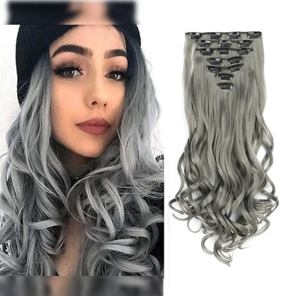Luxe 22-Inch Krullend Golvend Clip-In Haar Extensions - 7-Delige Set voor een Volle Hoofd met Adembenemend Haar voor Vrouwen en Meisjes!