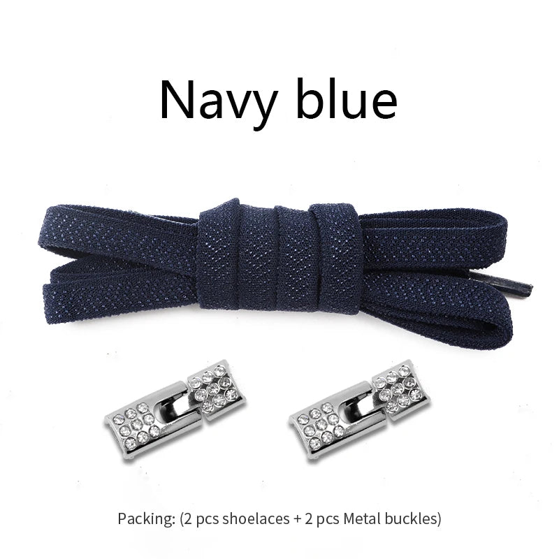 Geen-Knoop Elastische Sneakersluitingen met Diamantkruisvergrendelingen - Perfect voor Kinderen en Volwassenen, 8MM Breedte